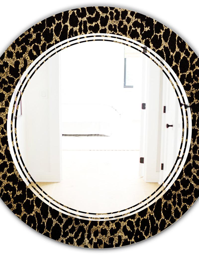DesignQ Leopard Fur Safari V - Modern Round Or Oval Wall Mirror - Triple C