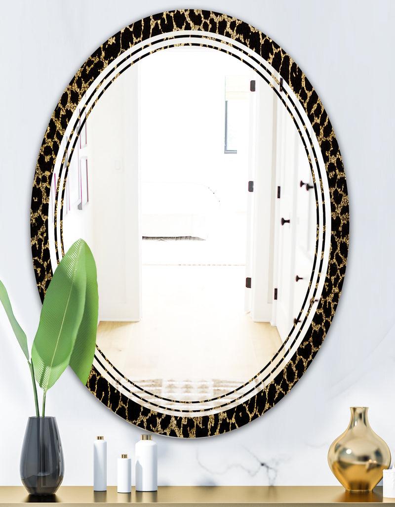 DesignQ Leopard Fur Safari V - Modern Round Or Oval Wall Mirror - Triple C