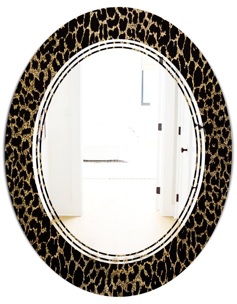DesignQ Leopard Fur Safari V - Modern Round Or Oval Wall Mirror - Triple C