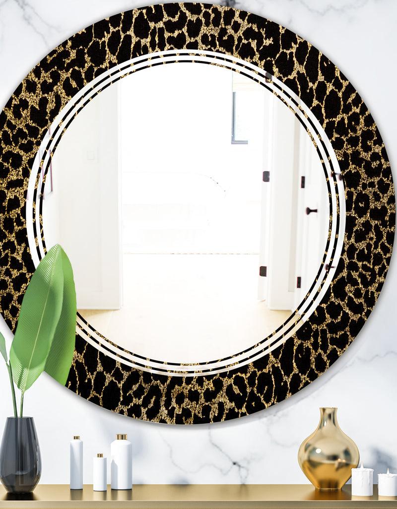 DesignQ Leopard Fur Safari V - Modern Round or Oval Wall Mirror - Triple C