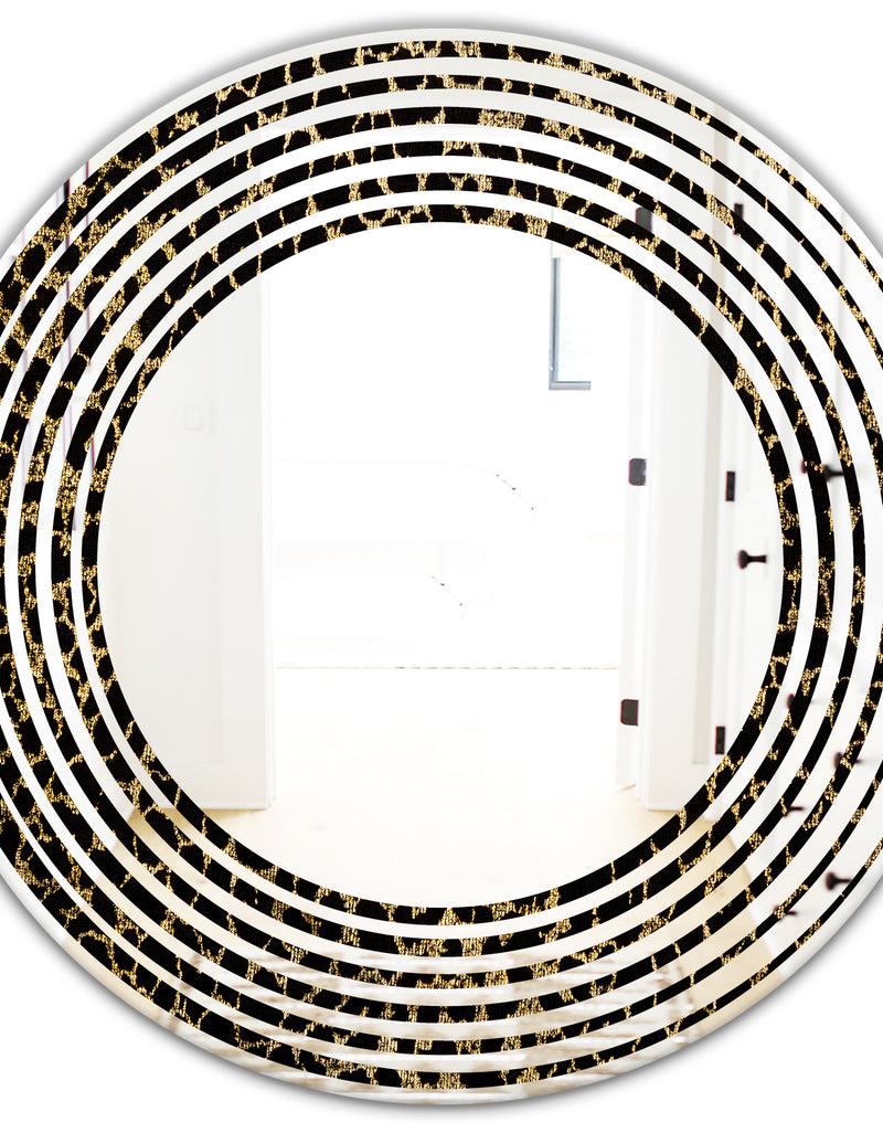 DesignQ Leopard Fur Safari V - Modern Round Or Oval Wall Mirror - Wave