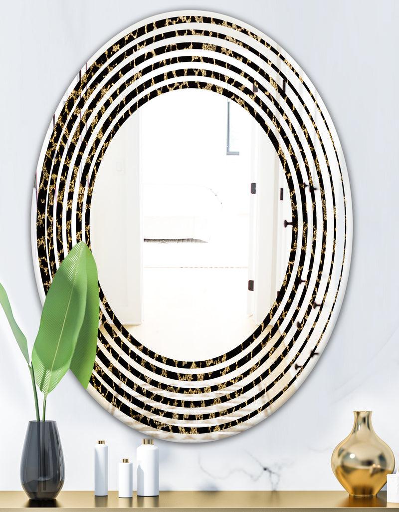 DesignQ Leopard Fur Safari V - Modern Round Or Oval Wall Mirror - Wave