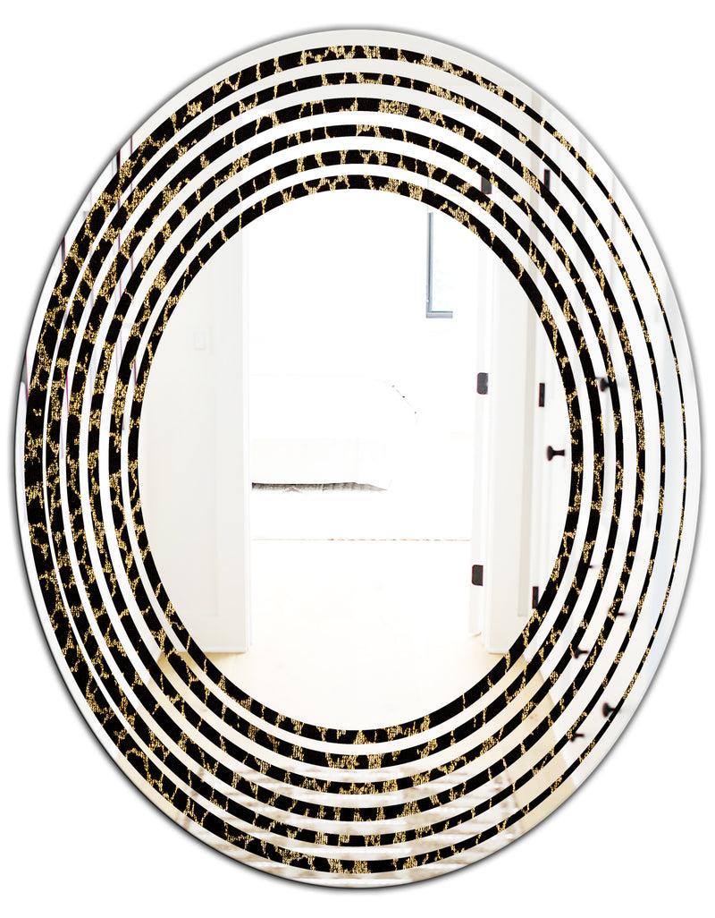 DesignQ Leopard Fur Safari V - Modern Round Or Oval Wall Mirror - Wave