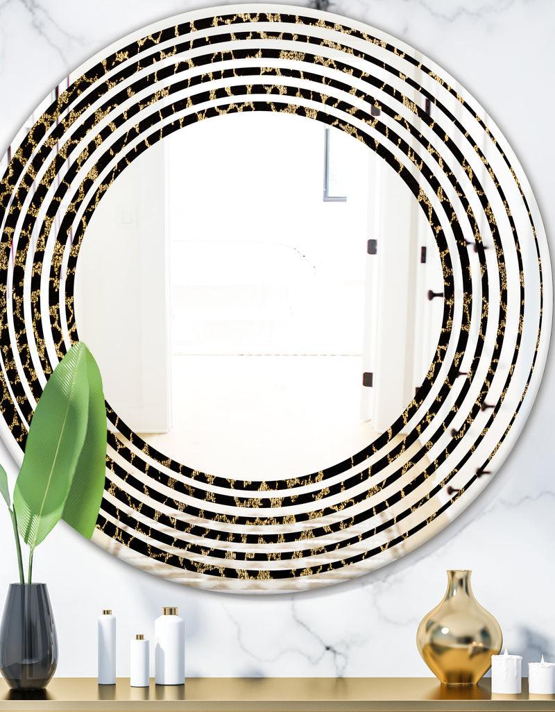 DesignQ Leopard Fur Safari V - Modern Round or Oval Wall Mirror - Wave