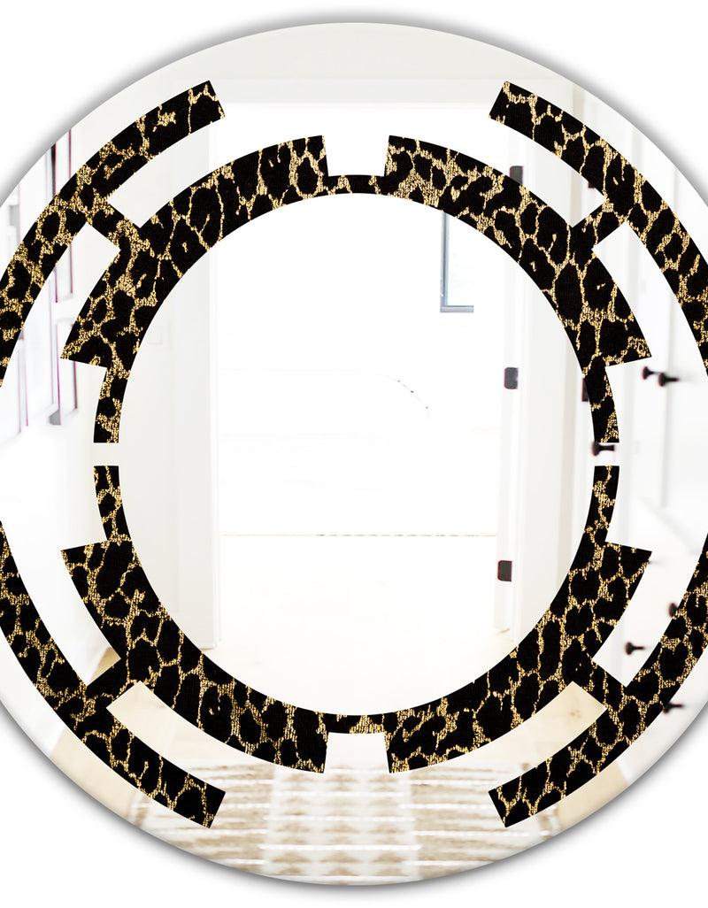 DesignQ Leopard Fur Safari V - Modern Round Or Oval Wall Mirror - Space