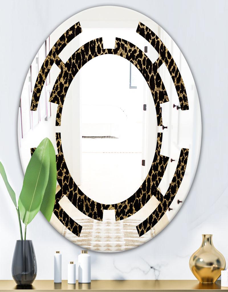 DesignQ Leopard Fur Safari V - Modern Round Or Oval Wall Mirror - Space