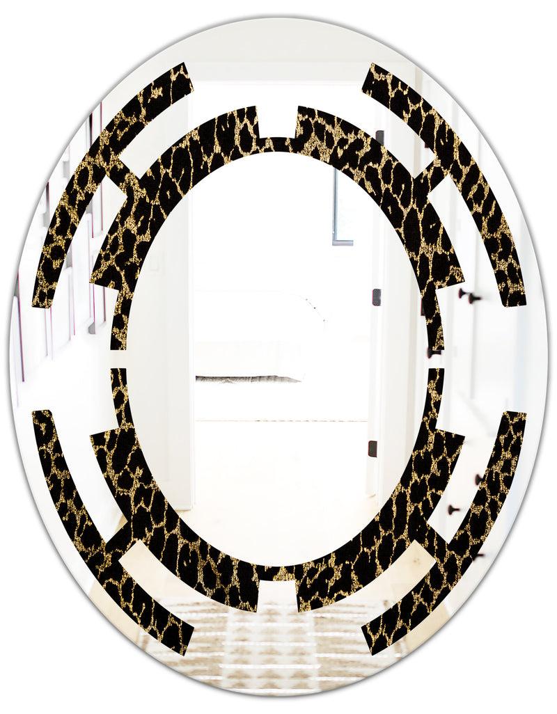 DesignQ Leopard Fur Safari V - Modern Round Or Oval Wall Mirror - Space