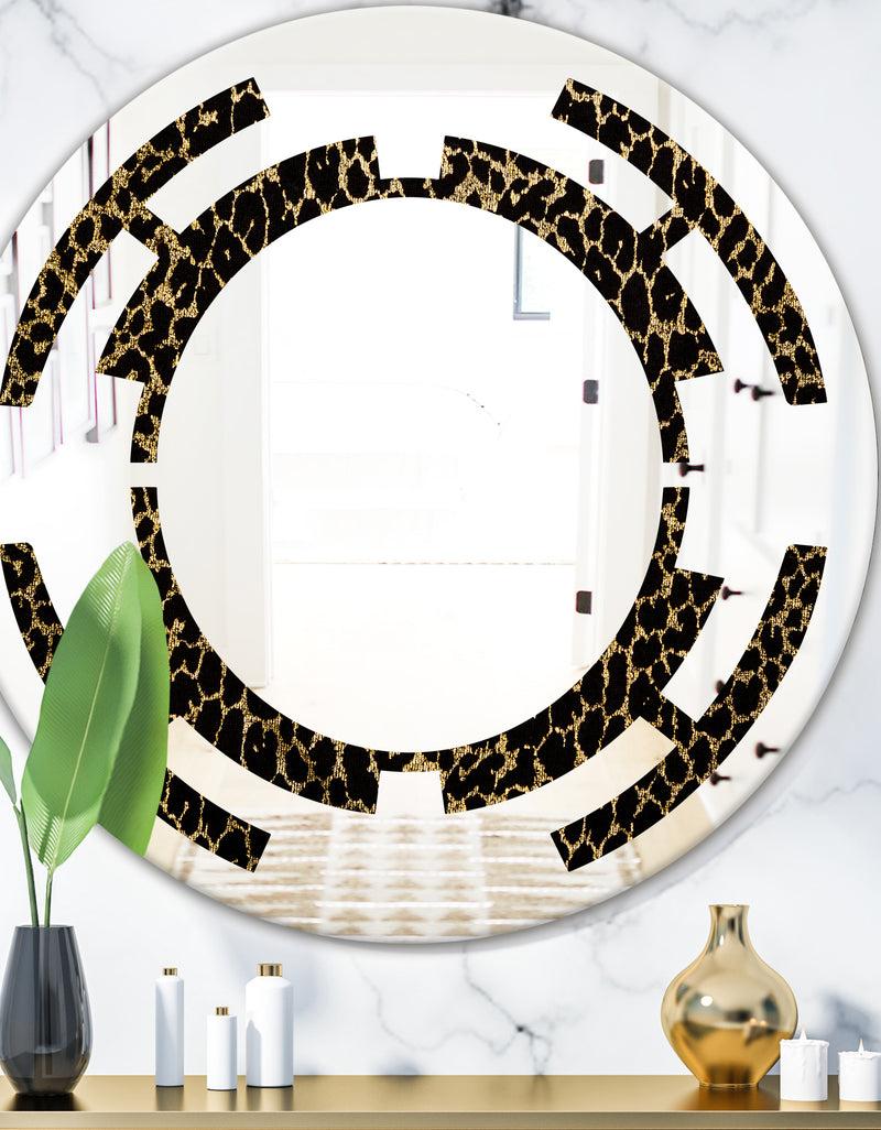 DesignQ Leopard Fur Safari V - Modern Round or Oval Wall Mirror - Space