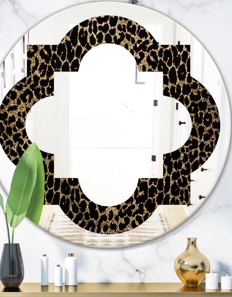 DesignQ Leopard Fur Safari V - Modern Round or Oval Wall Mirror - Quatrefoil