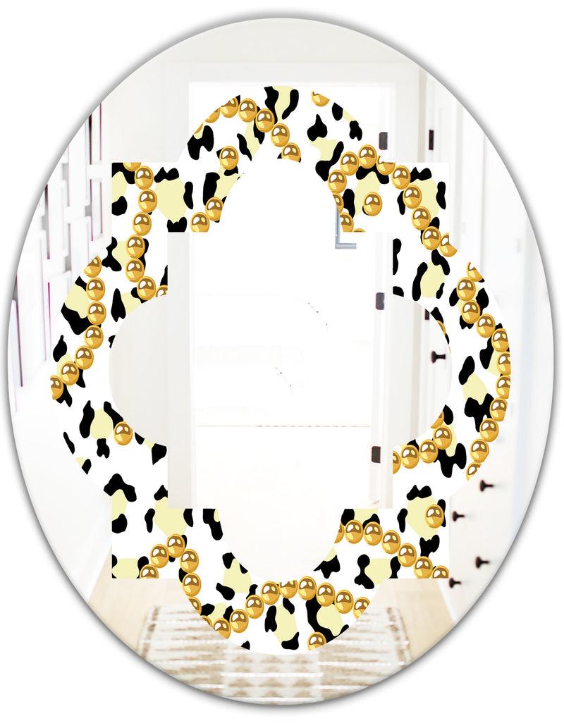 DesignQ Leopard Fur Safari VI - Modern Round Or Oval Wall Mirror - Quatrefoil