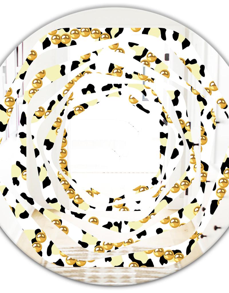 DesignQ Leopard Fur Safari VI - Modern Round Or Oval Wall Mirror - Whirl