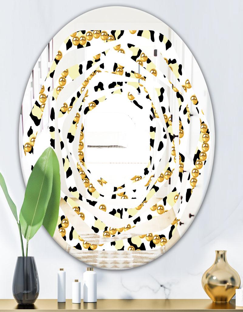 DesignQ Leopard Fur Safari VI - Modern Round Or Oval Wall Mirror - Whirl