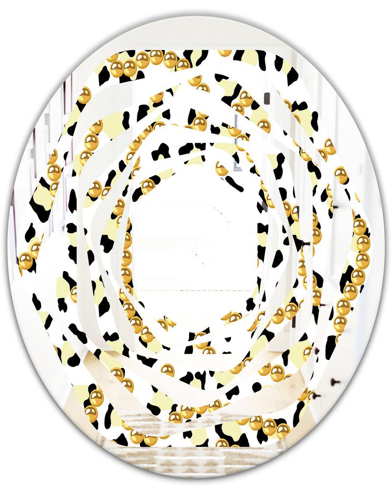 DesignQ Leopard Fur Safari VI - Modern Round Or Oval Wall Mirror - Whirl