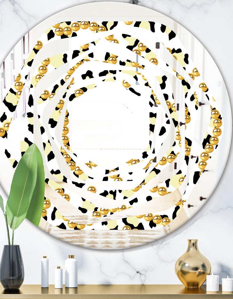 DesignQ Leopard Fur Safari VI - Modern Round or Oval Wall Mirror - Whirl