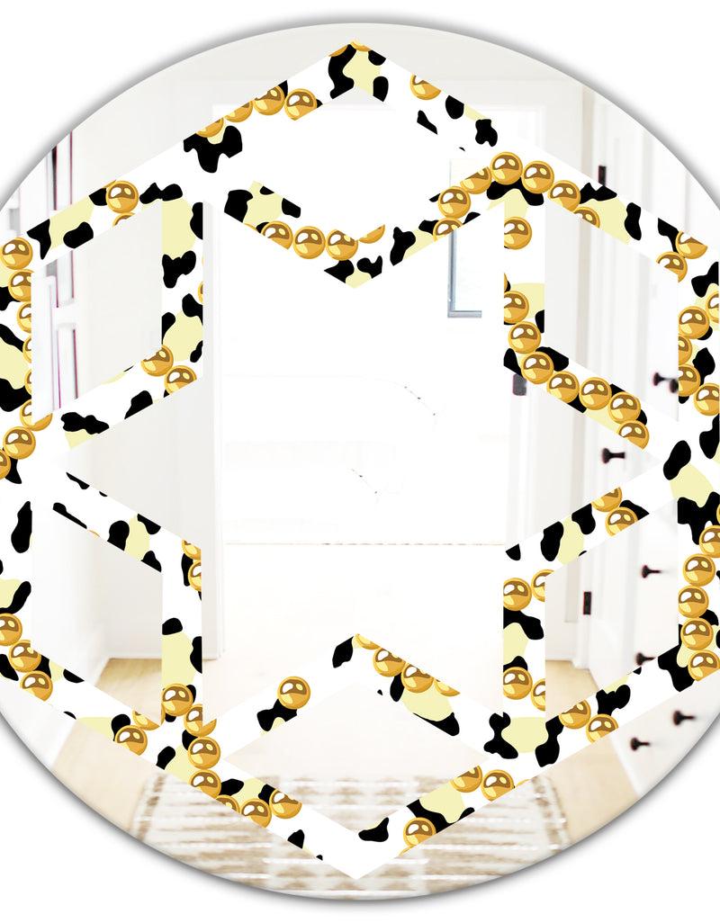 DesignQ Leopard Fur Safari VI - Modern Round Or Oval Wall Mirror - Hexagon Star