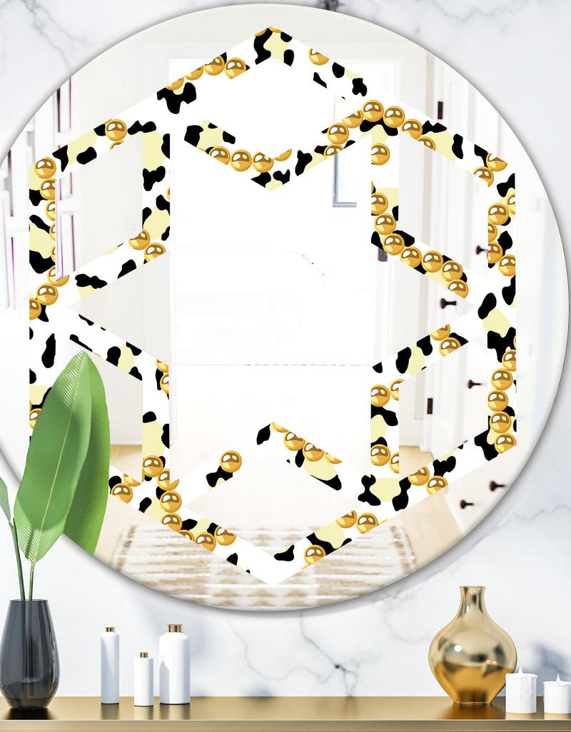 DesignQ Leopard Fur Safari VI - Modern Round or Oval Wall Mirror - Hexagon Star