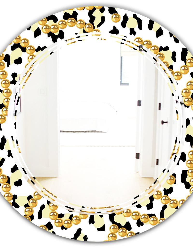 DesignQ Leopard Fur Safari VI - Modern Round Or Oval Wall Mirror - Triple C