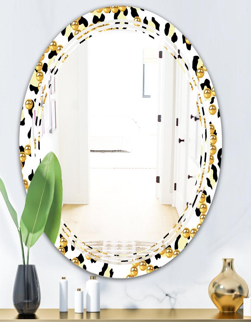 DesignQ Leopard Fur Safari VI - Modern Round Or Oval Wall Mirror - Triple C