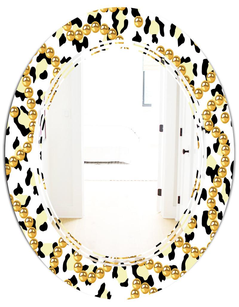DesignQ Leopard Fur Safari VI - Modern Round Or Oval Wall Mirror - Triple C