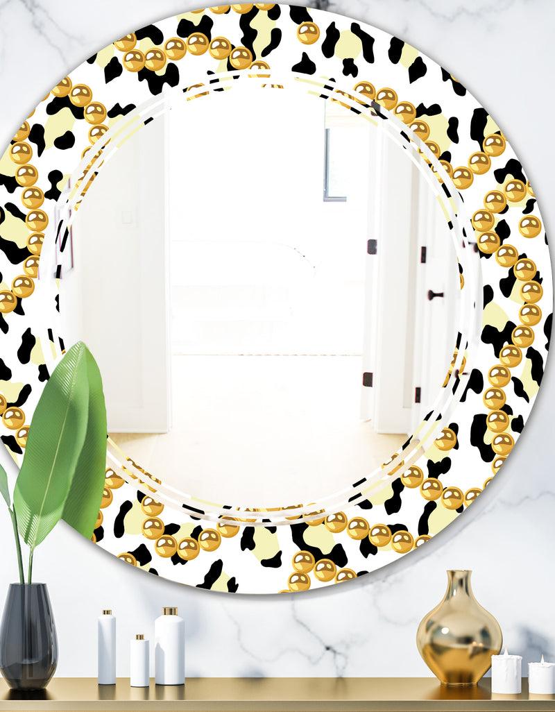 DesignQ Leopard Fur Safari VI - Modern Round or Oval Wall Mirror - Triple C