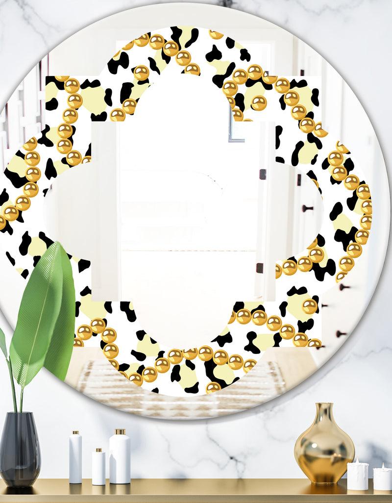 DesignQ Leopard Fur Safari VI - Modern Round or Oval Wall Mirror - Quatrefoil
