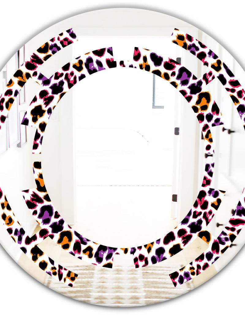 DesignQ Leopard Fur Safari VII - Modern Round Or Oval Wall Mirror - Space