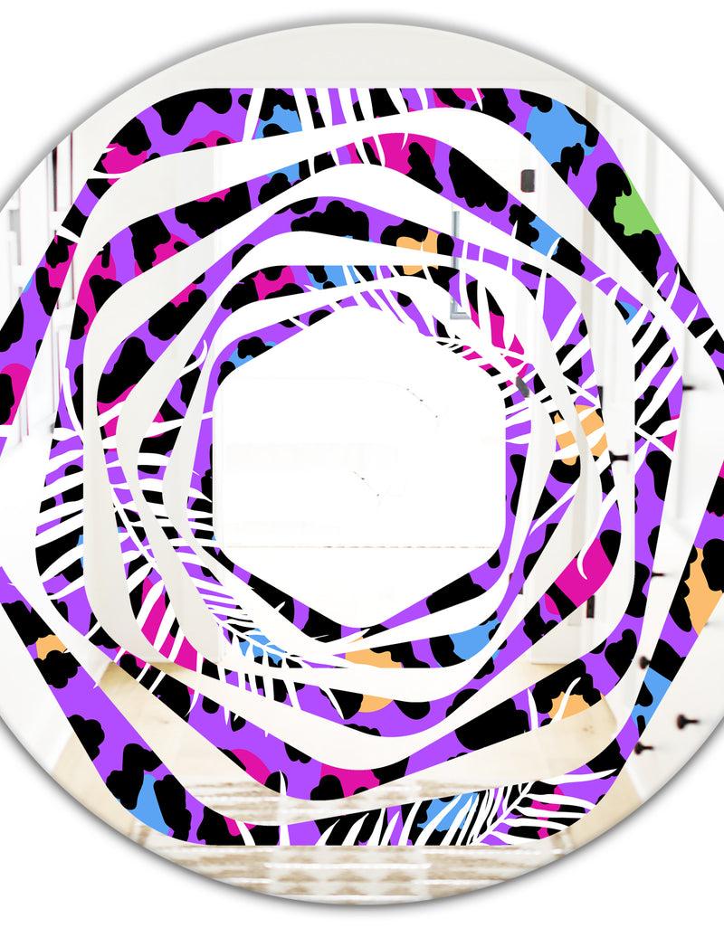 DesignQ Leopard Fur Safari VIII - Modern Round Or Oval Wall Mirror - Whirl