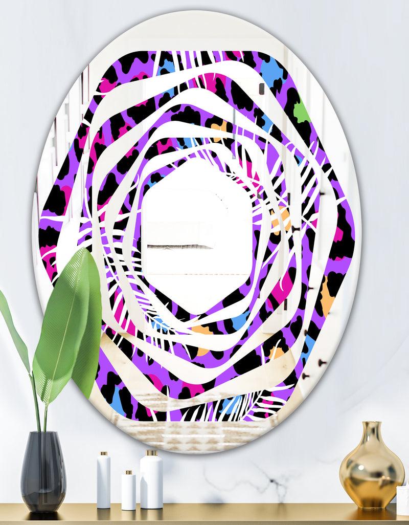 DesignQ Leopard Fur Safari VIII - Modern Round Or Oval Wall Mirror - Whirl