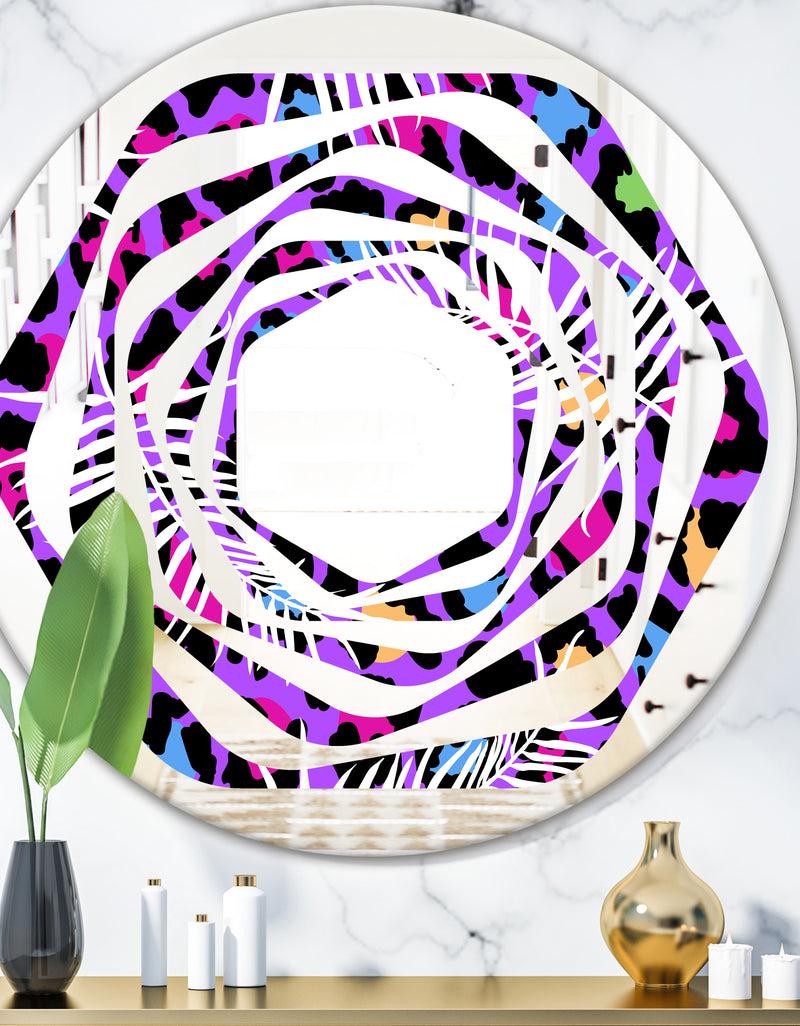 DesignQ Leopard Fur Safari VIII - Modern Round or Oval Wall Mirror - Whirl