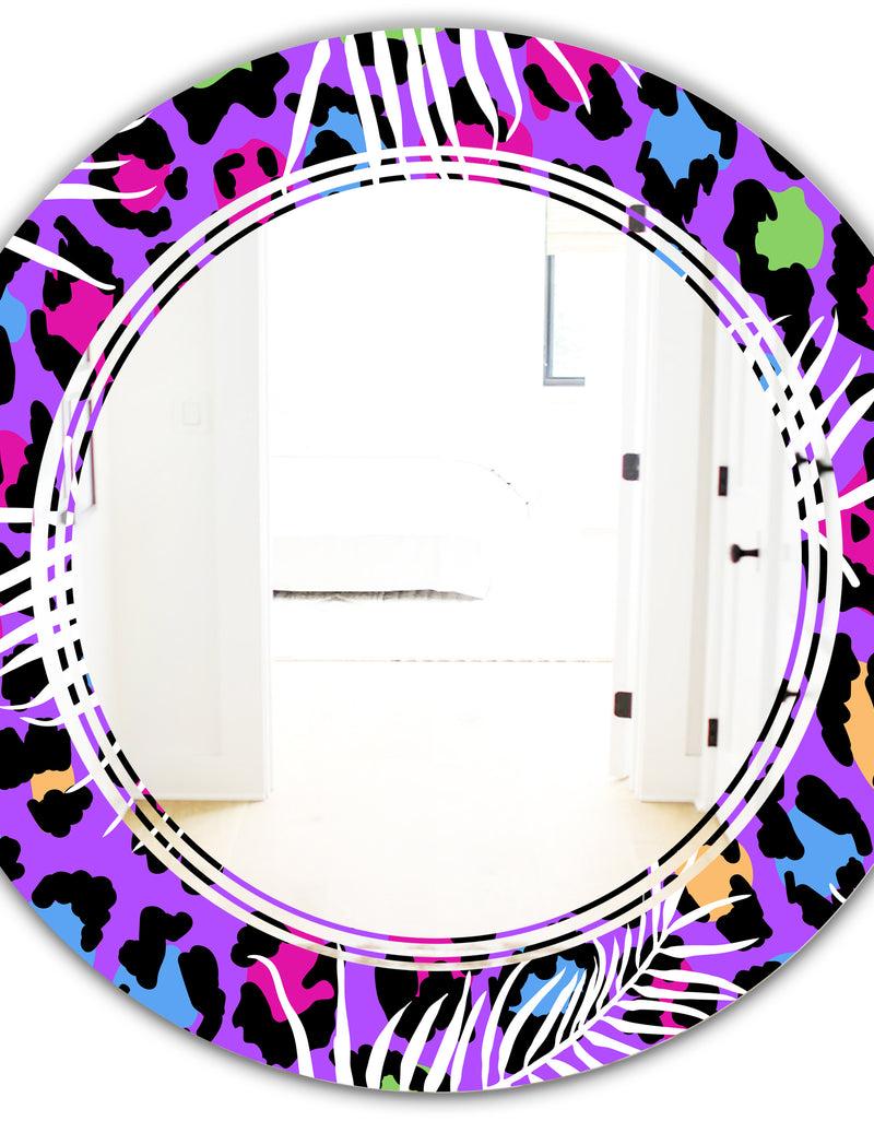 DesignQ Leopard Fur Safari VIII - Modern Round Or Oval Wall Mirror - Triple C