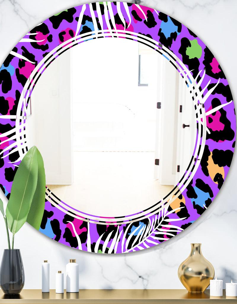 DesignQ Leopard Fur Safari VIII - Modern Round or Oval Wall Mirror - Triple C