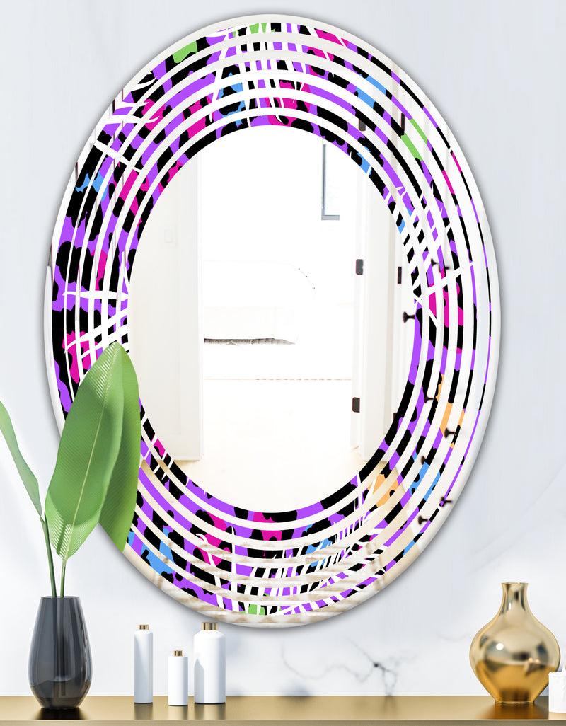 DesignQ Leopard Fur Safari VIII - Modern Round Or Oval Wall Mirror - Wave