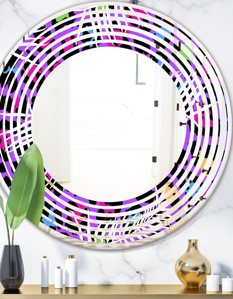 DesignQ Leopard Fur Safari VIII - Modern Round or Oval Wall Mirror - Wave