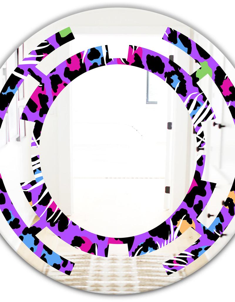 DesignQ Leopard Fur Safari VIII - Modern Round Or Oval Wall Mirror - Space