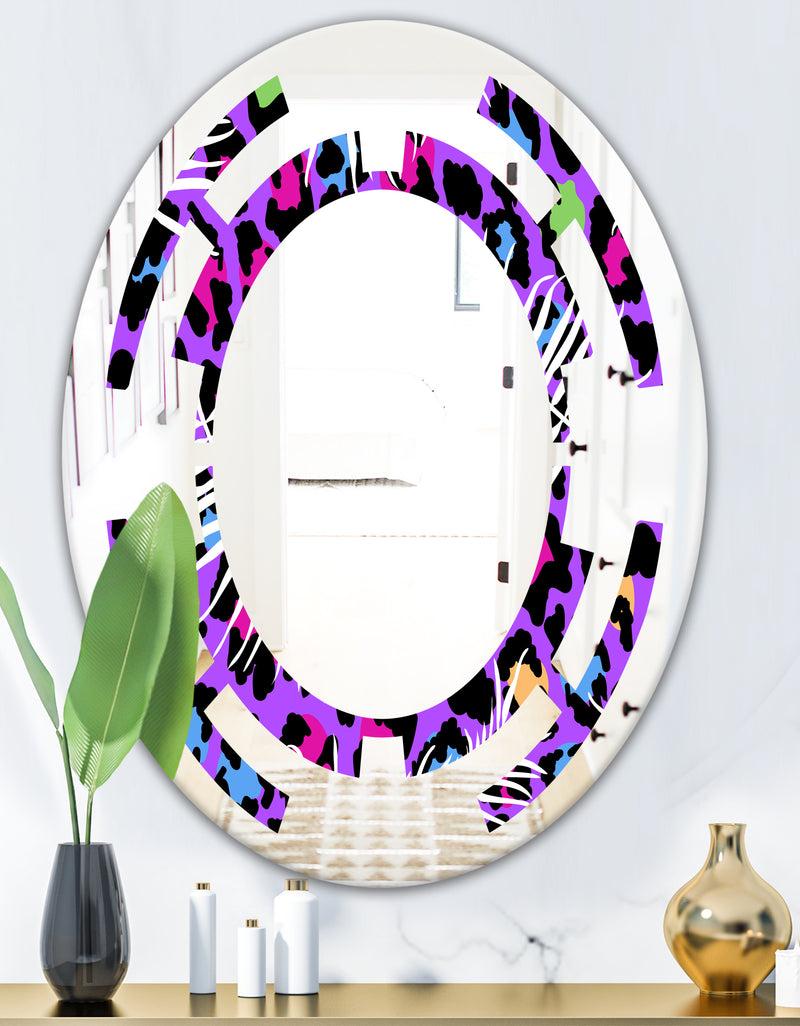 DesignQ Leopard Fur Safari VIII - Modern Round Or Oval Wall Mirror - Space