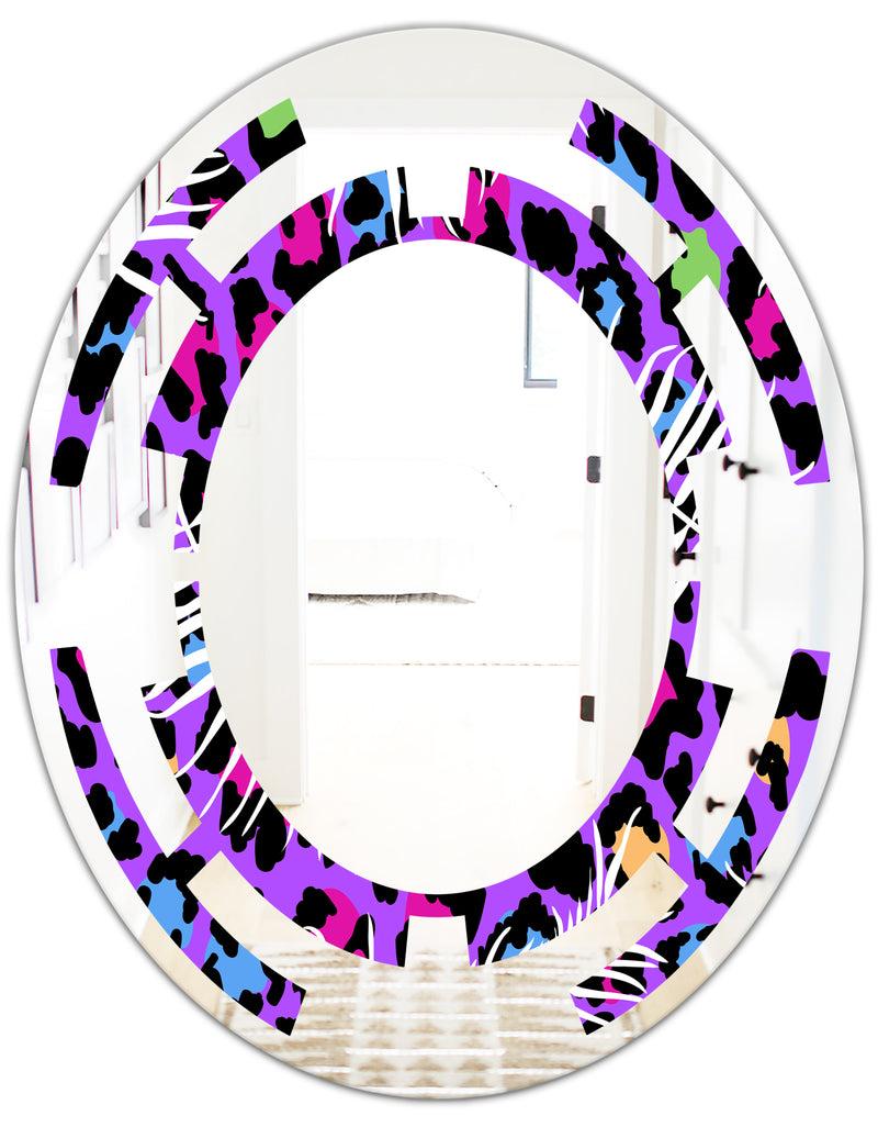 DesignQ Leopard Fur Safari VIII - Modern Round Or Oval Wall Mirror - Space