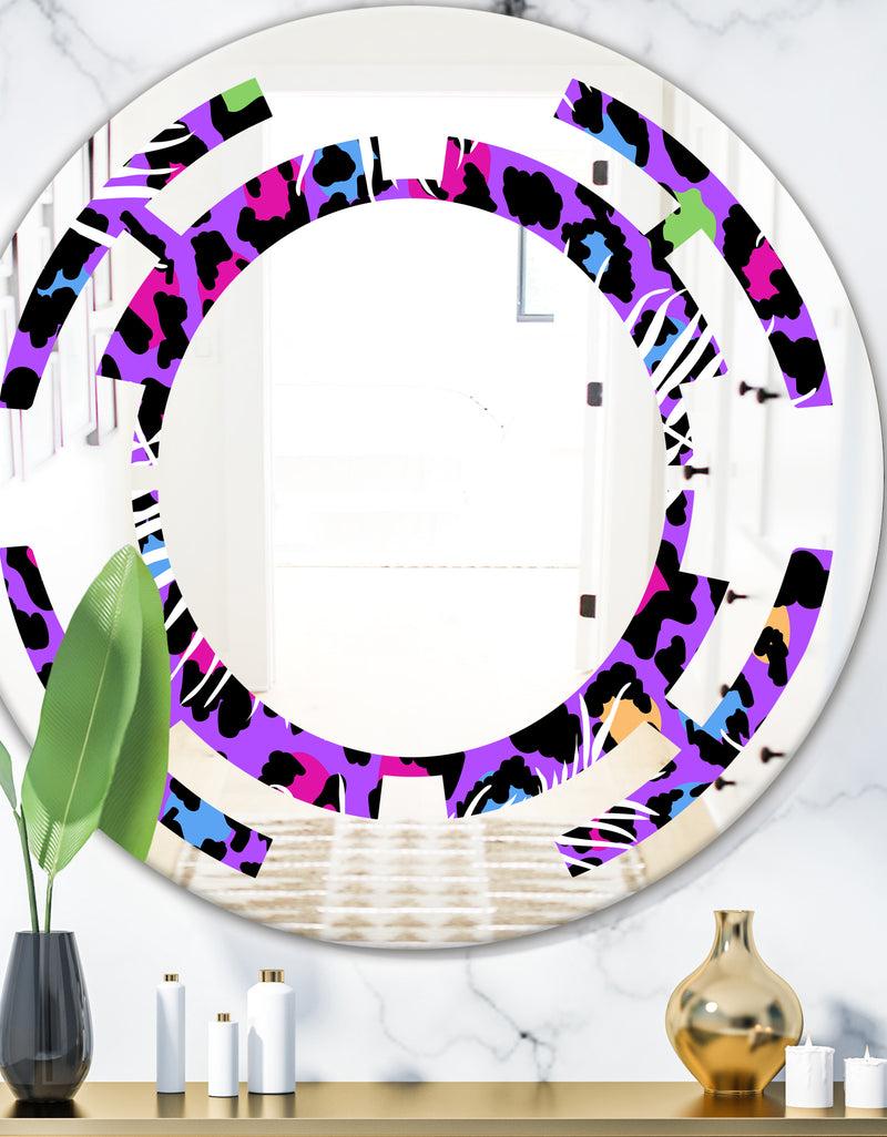 DesignQ Leopard Fur Safari VIII - Modern Round or Oval Wall Mirror - Space