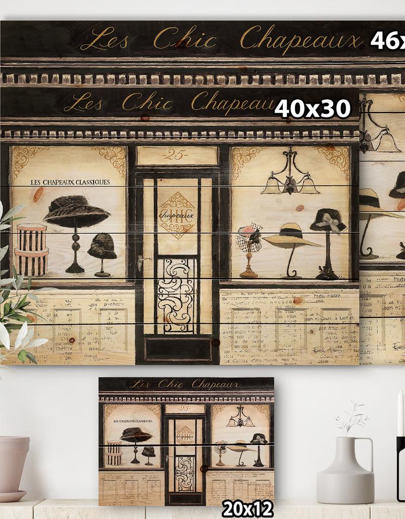DesignQ Les Chic Chapeaux French Fashion - Fashion Print On Natural Pine Wood
