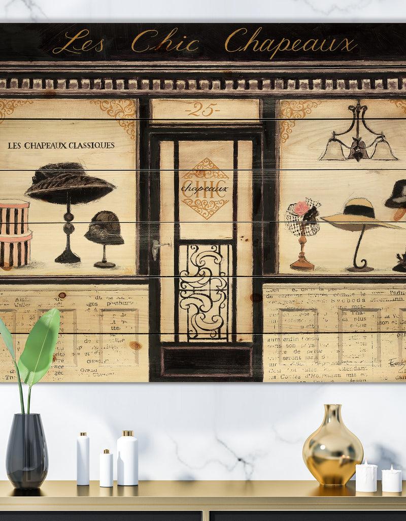 DesignQ Les Chic Chapeaux French Fashion - Fashion Print on Natural Pine Wood