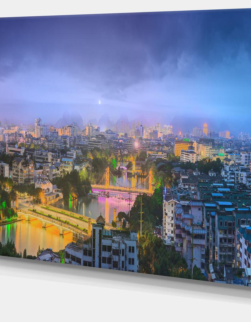 DesignQ Li River And Karst Hills Panorama - Modern Cityscape Wall Art