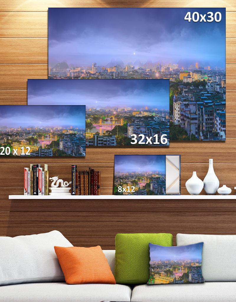 DesignQ Li River And Karst Hills Panorama - Modern Cityscape Wall Art