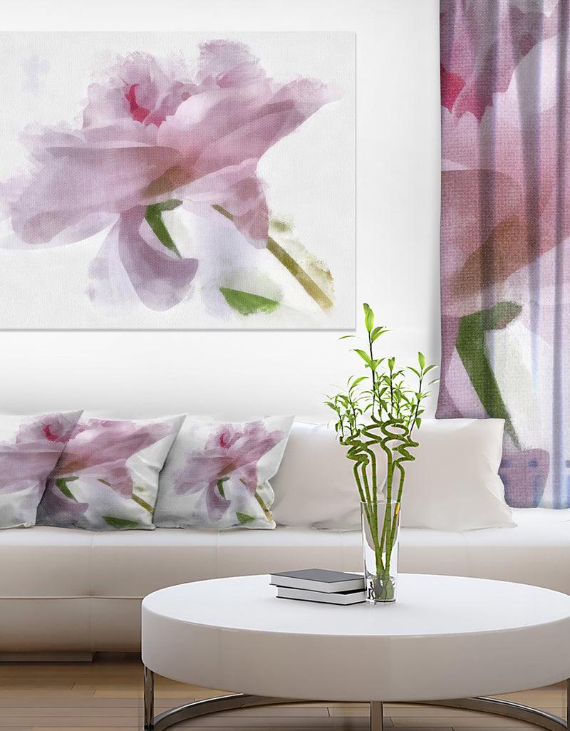 DesignQ Light Blue Flower With Paint Splashes - Large Floral Canvas Artwork