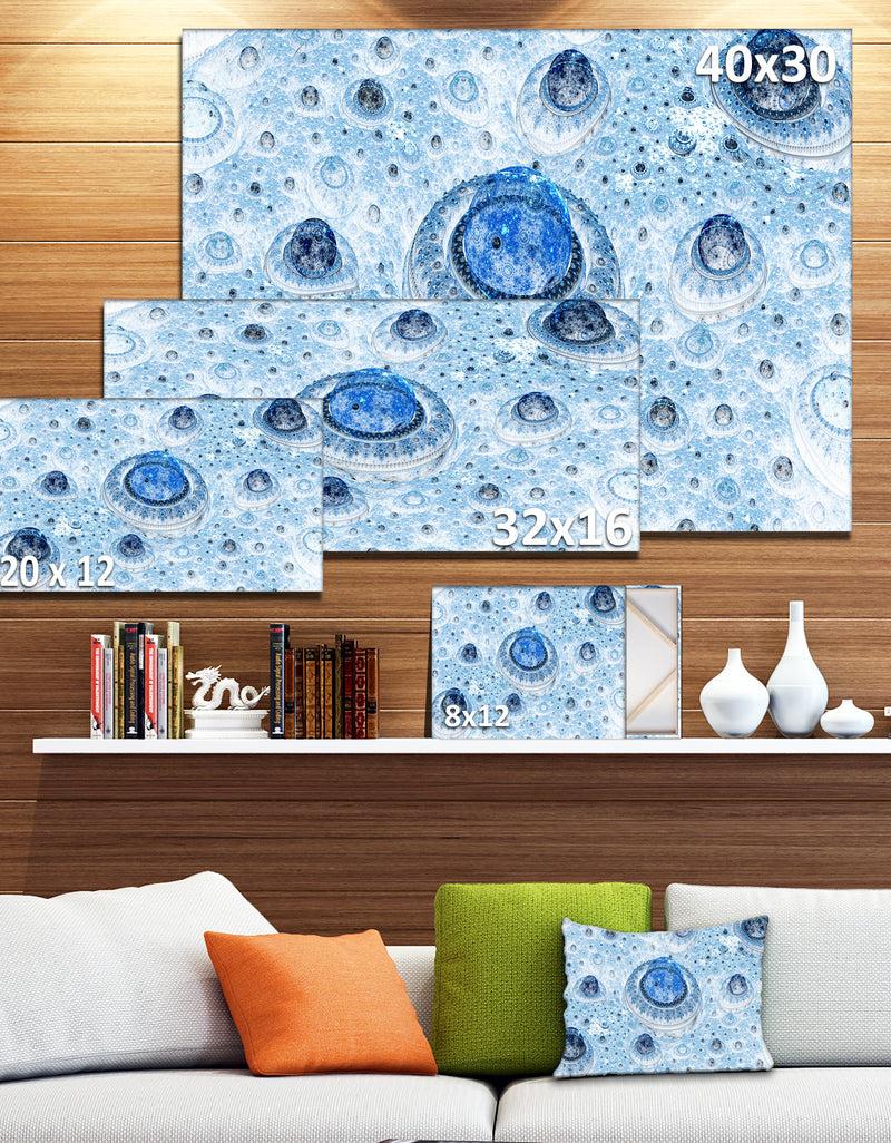 DesignQ Light Blue Fractal Exotic Planet - Extra Large Canvas Art Print