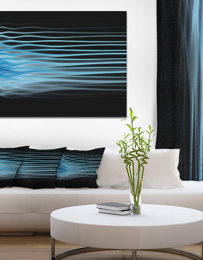 DesignQ Light Blue Fractal Flames - Extra Large Abstract Canvas Art Print