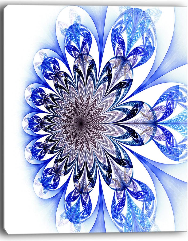 DesignQ Light Blue Fractal Flower Digital Art - Large Floral Canvas Art Print