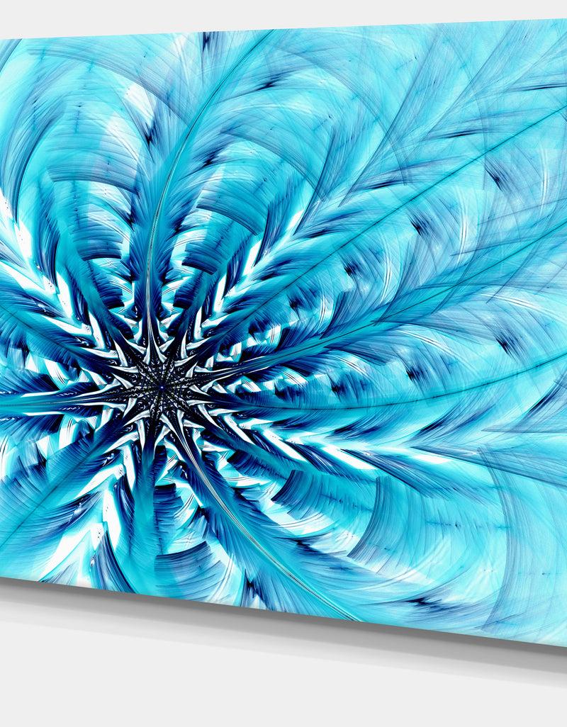 DesignQ Light Blue Fractal Flower Pattern - Abstract Wall Art Canvas