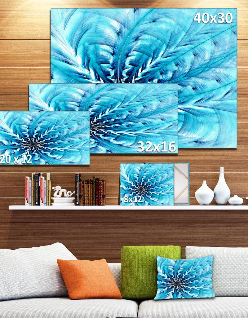 DesignQ Light Blue Fractal Flower Pattern - Abstract Wall Art Canvas