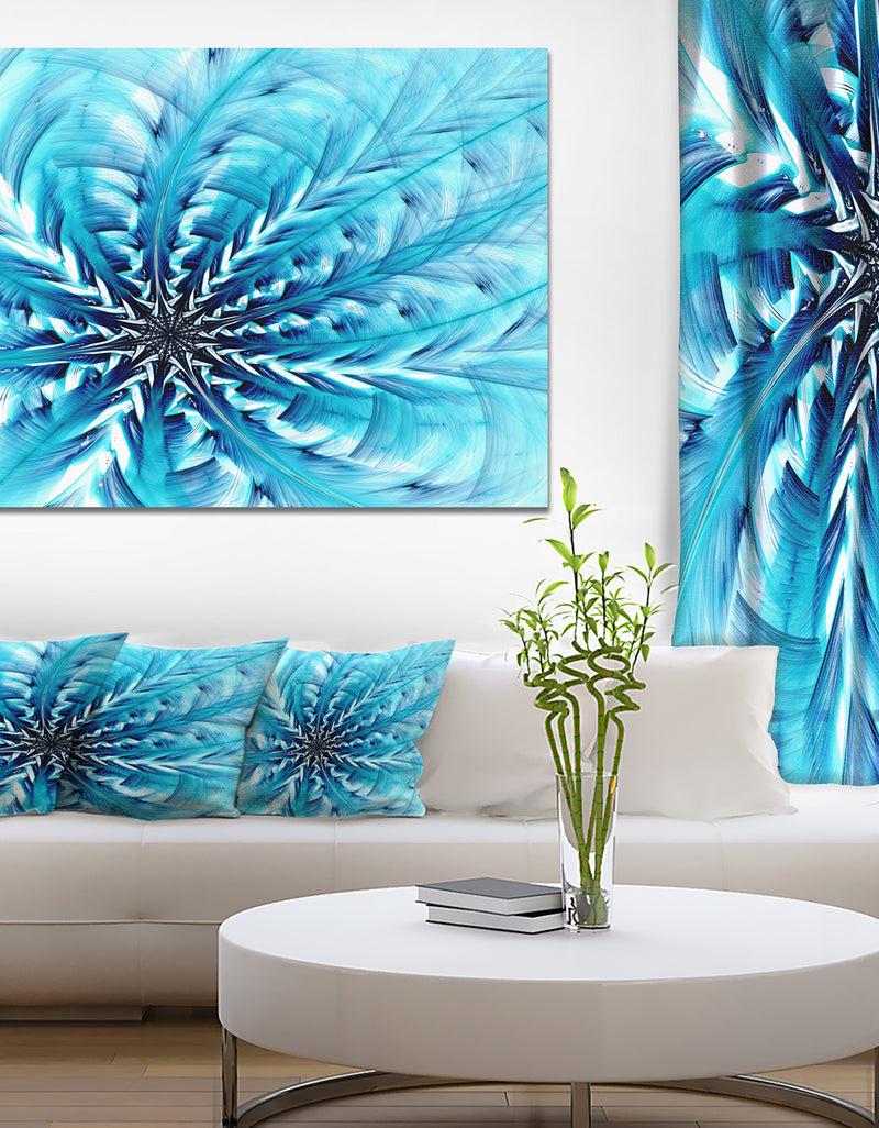 DesignQ Light Blue Fractal Flower Pattern - Abstract Wall Art Canvas