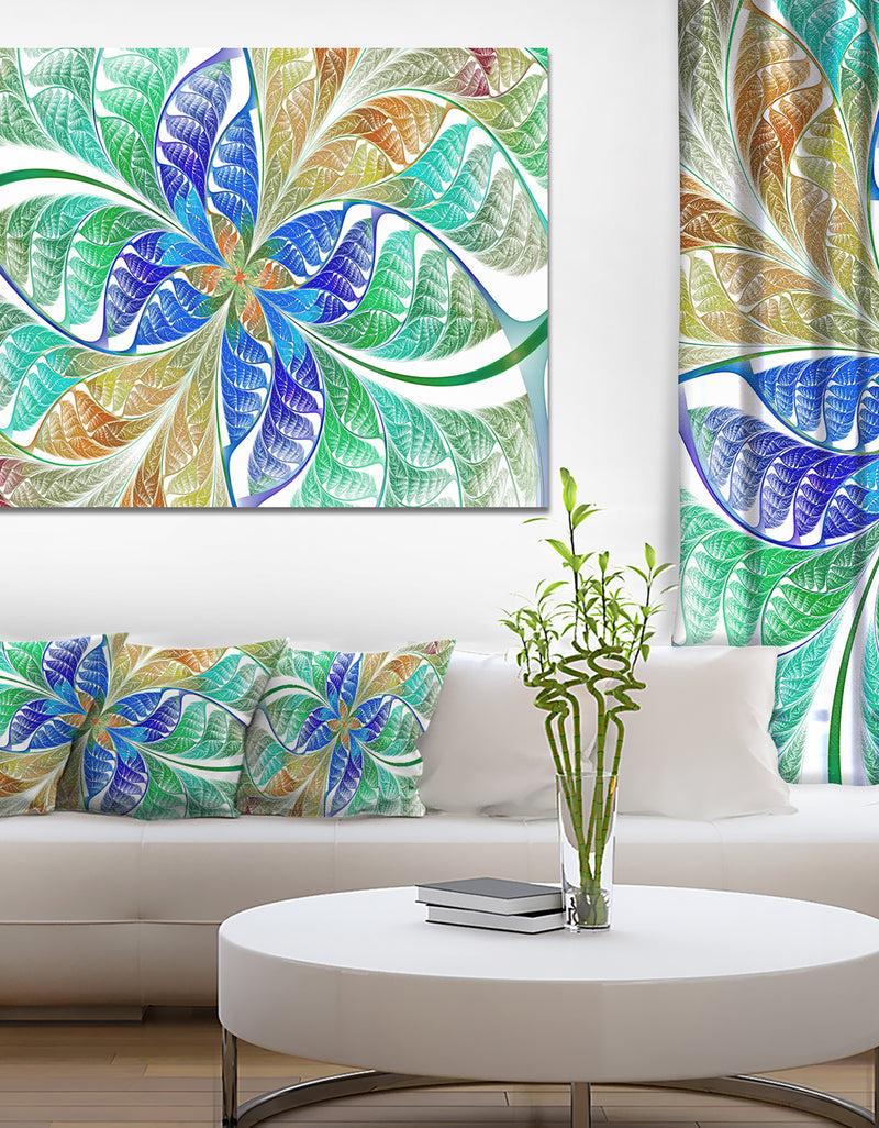 DesignQ Light Blue Fractal Stained Glass - Large Wall Art on Canvas