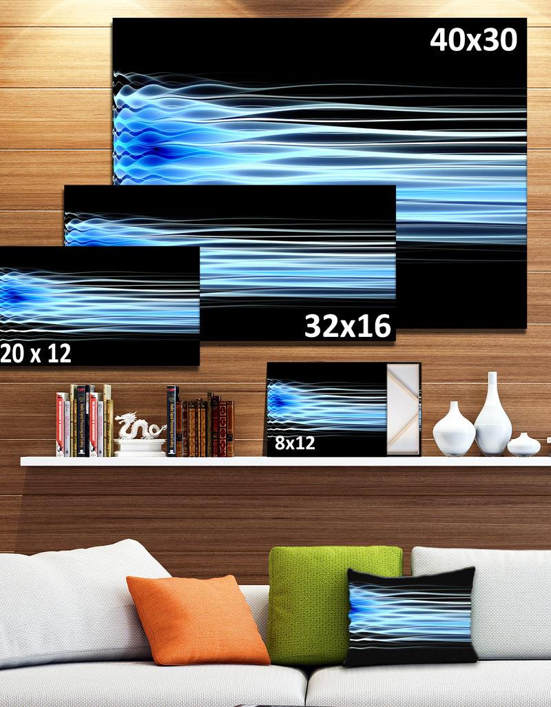 DesignQ Light Blue Fractal Waves - Extra Large Abstract Canvas Art Print